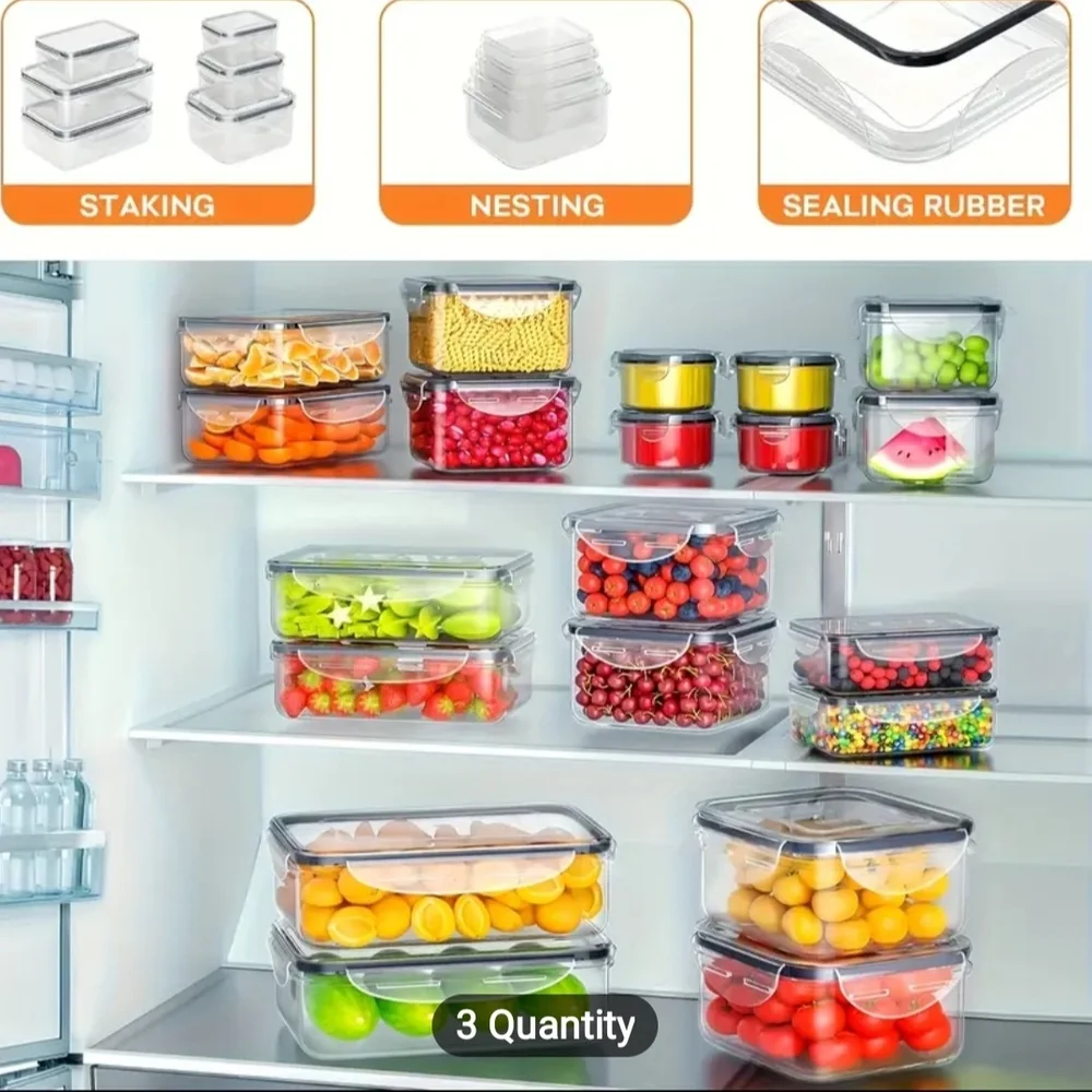 Airtight Food Storage Container Set - Clear and Blue - Picture 2 of 6